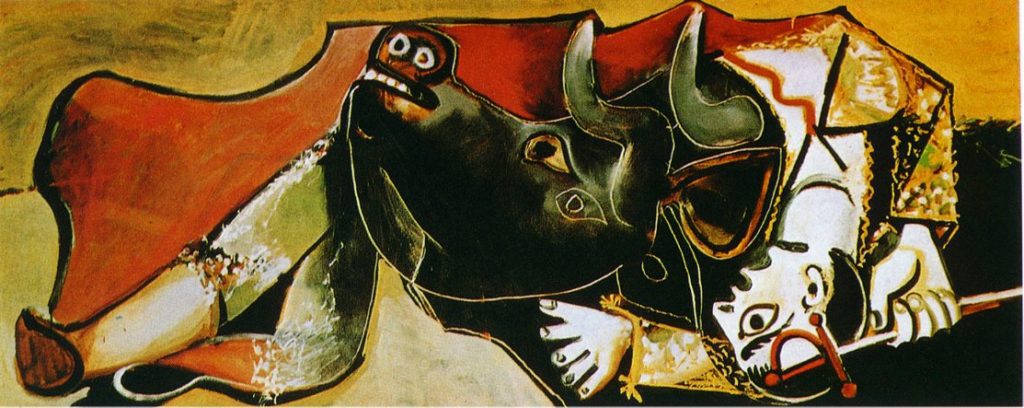 Пабло Пикассо. "Сцена боя быков. Смерть тореадора", 1955, холст, масло. Музей Пикассо, Париж