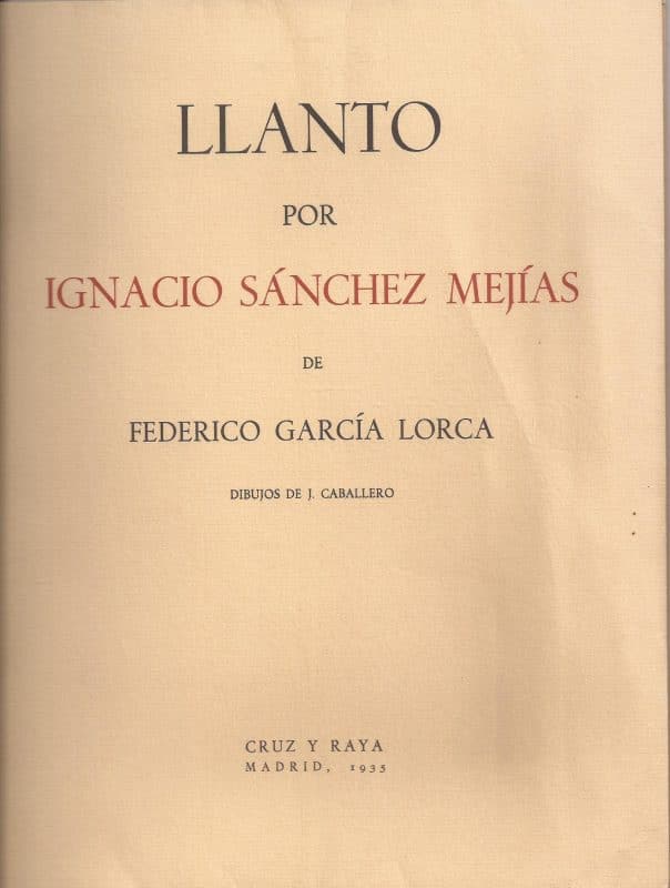 Первое издание Federico García Lorca «Llanto por Ignacio Sánchez Mejías», 1935